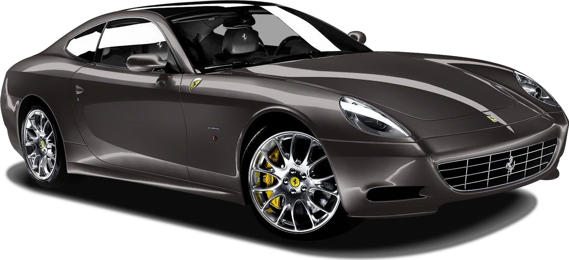 Front and side profile of a sleek luxury coupe with distinctive grille and sporty wheels.