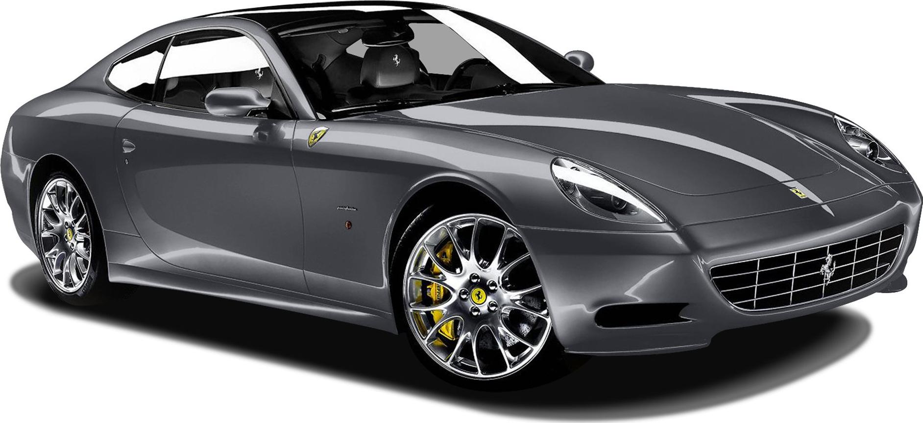 Front-side view of coupe with chrome alloy wheels and sleek lines