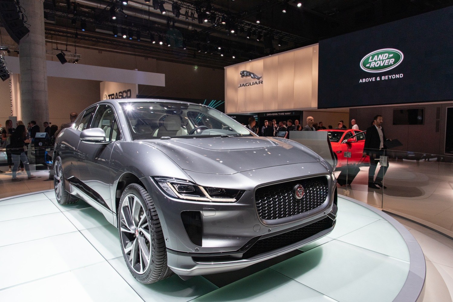 Electric SUV front view with LED headlights and distinctive grille