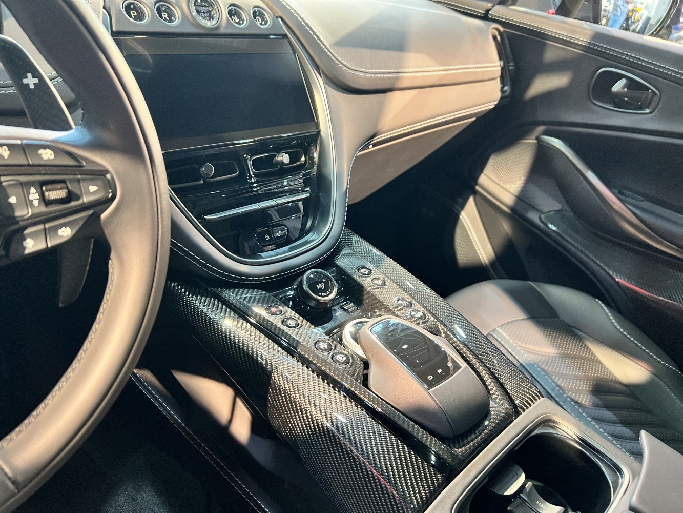 Carbon fiber center console and advanced control buttons.
