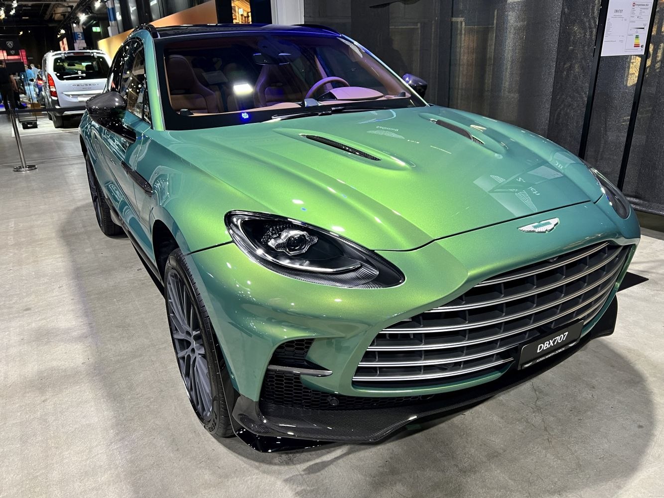 Sleek front grille and sporty headlights of luxury SUV