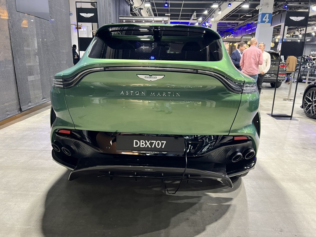 Rear view with quad exhaust and curved LED taillight strip