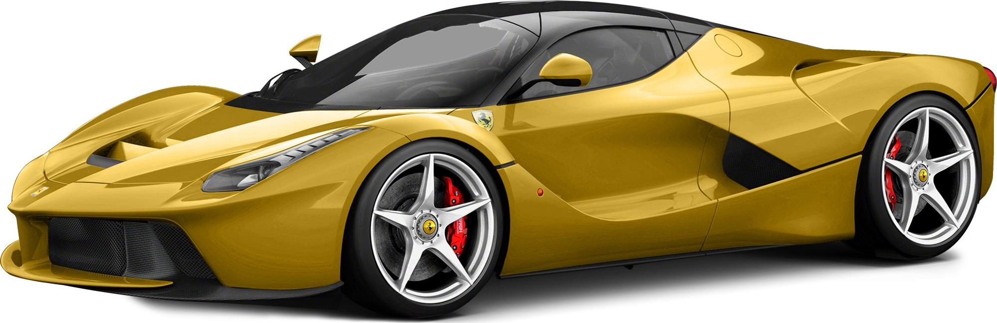 Front-side view of aerodynamic hybrid supercar with five-spoke wheels and red brake calipers