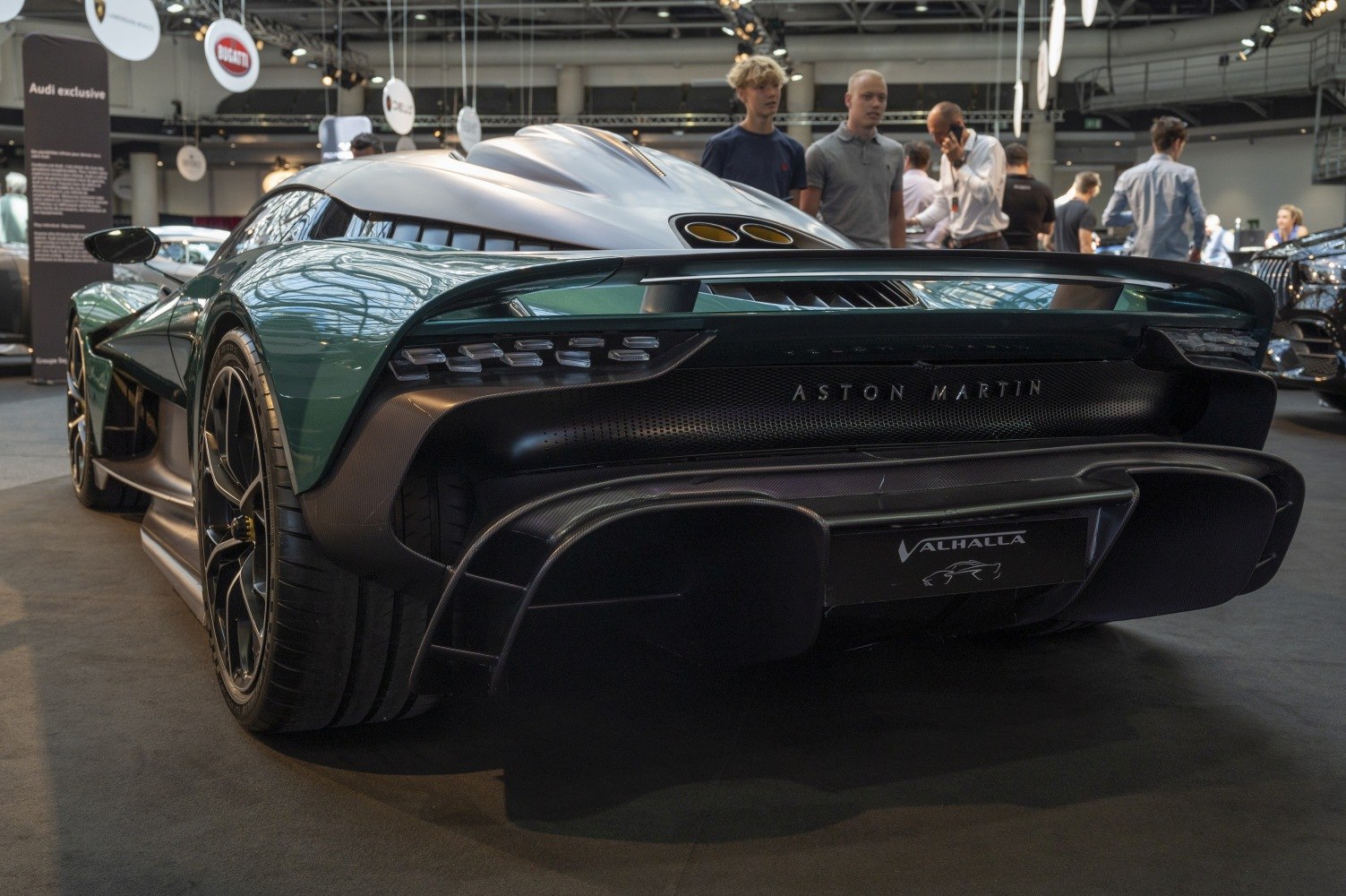 Rear view of a supercar with aerodynamic diffuser and modern tail lights