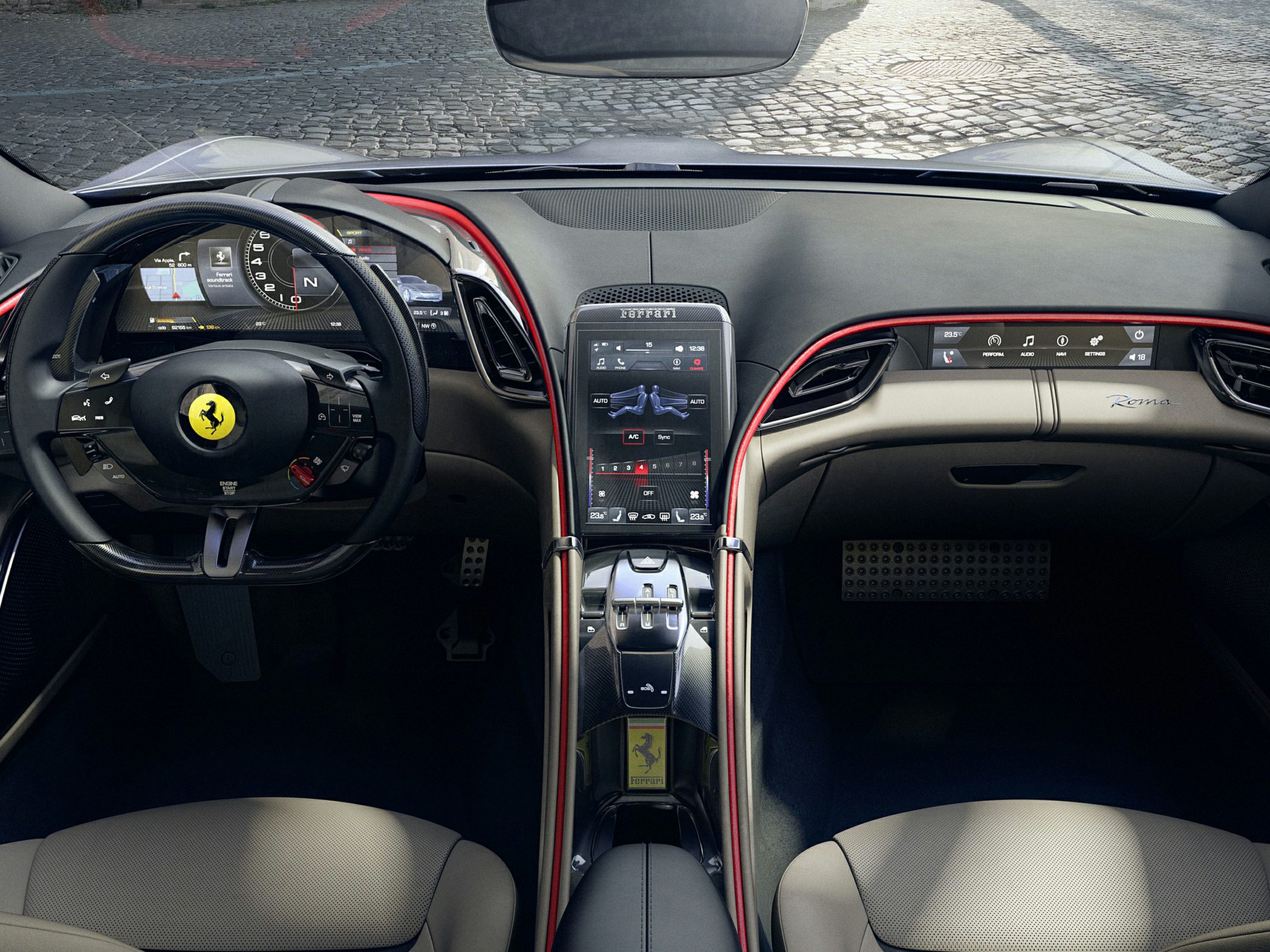 Digital dashboard and central touchscreen with luxury interior trim