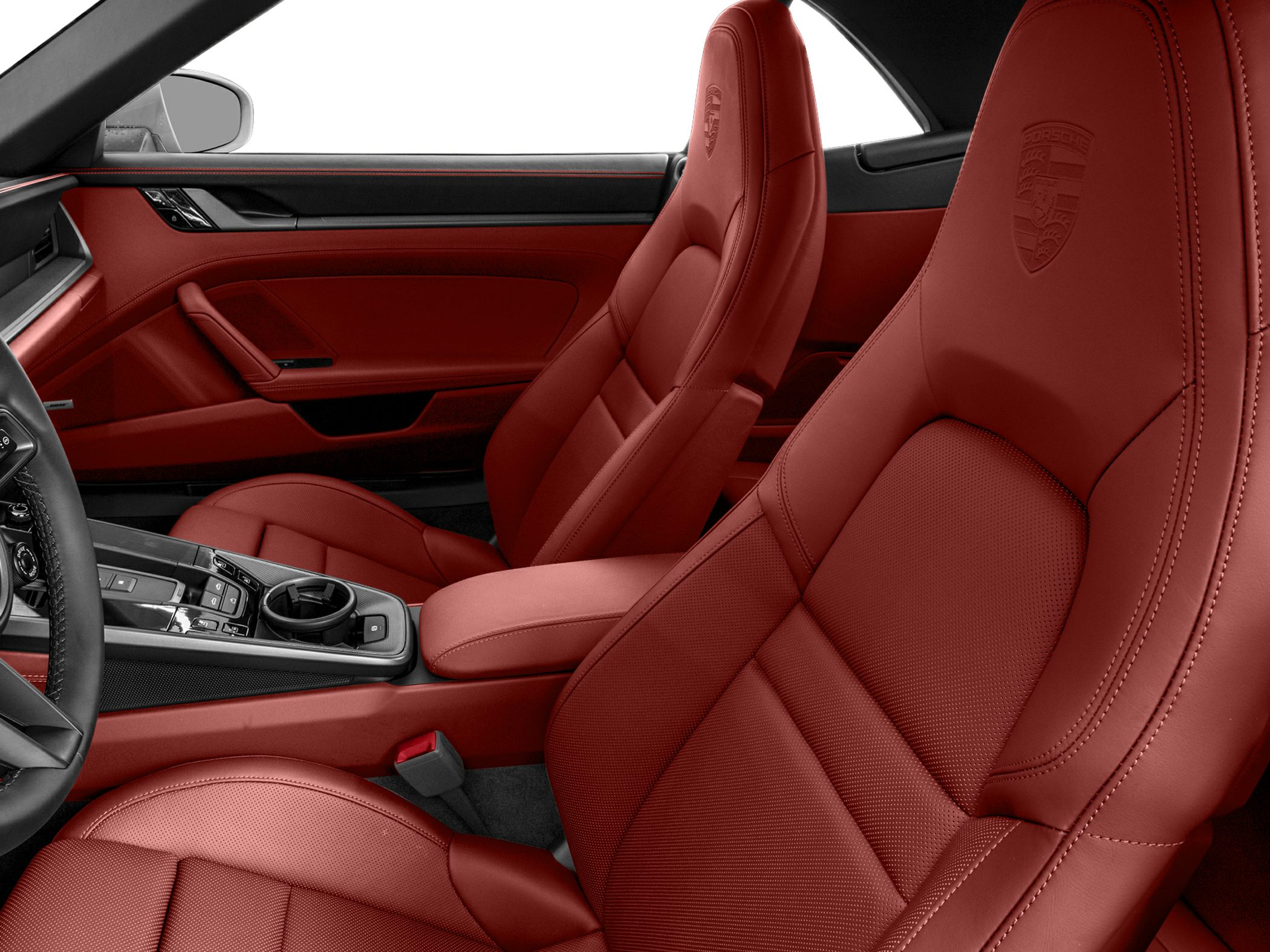 Premium red leather seats and modern center console