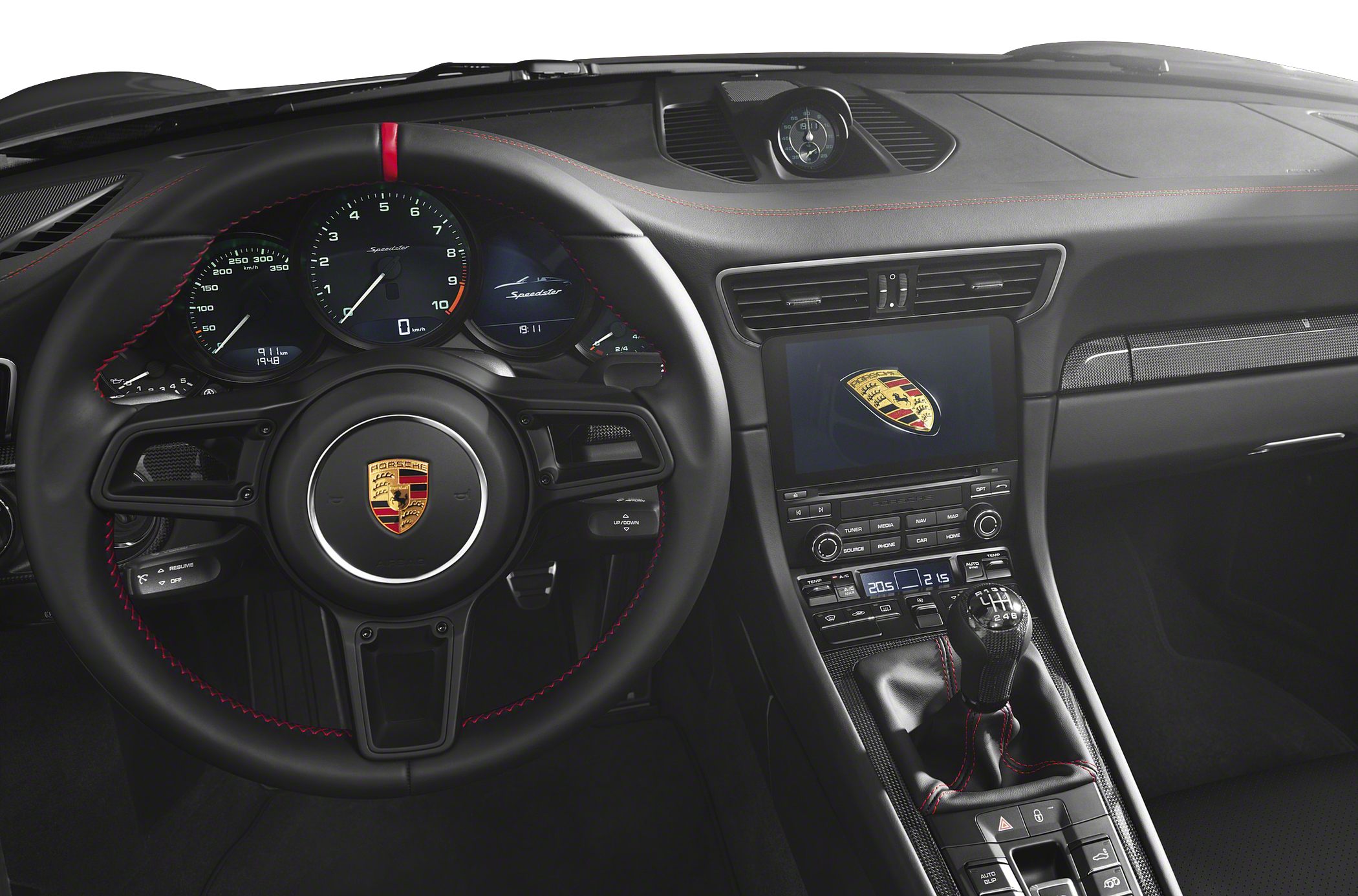 Sport steering wheel, manual gearshift, advanced dashboard display
