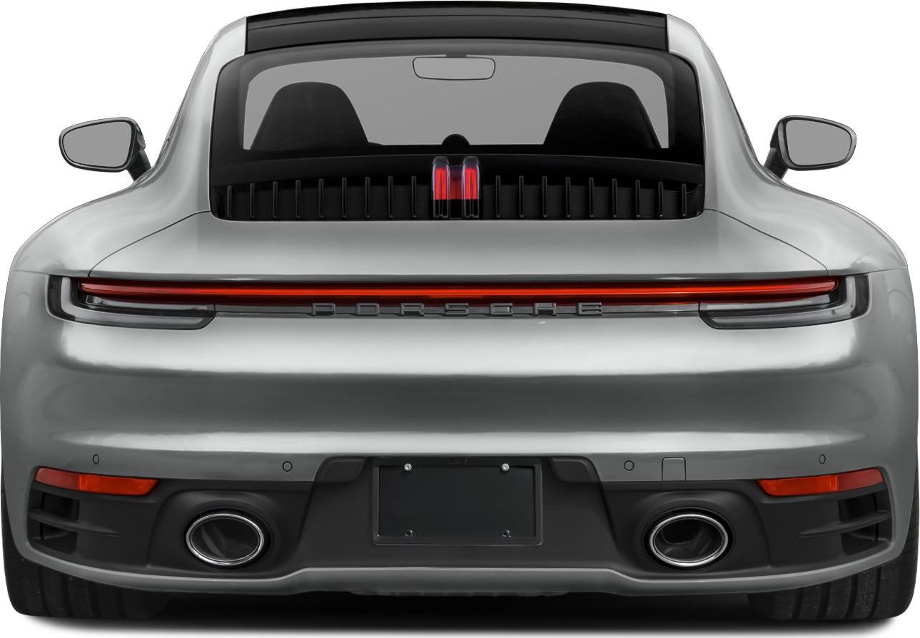 Rear view with continuous light strip and dual exhaust outlets