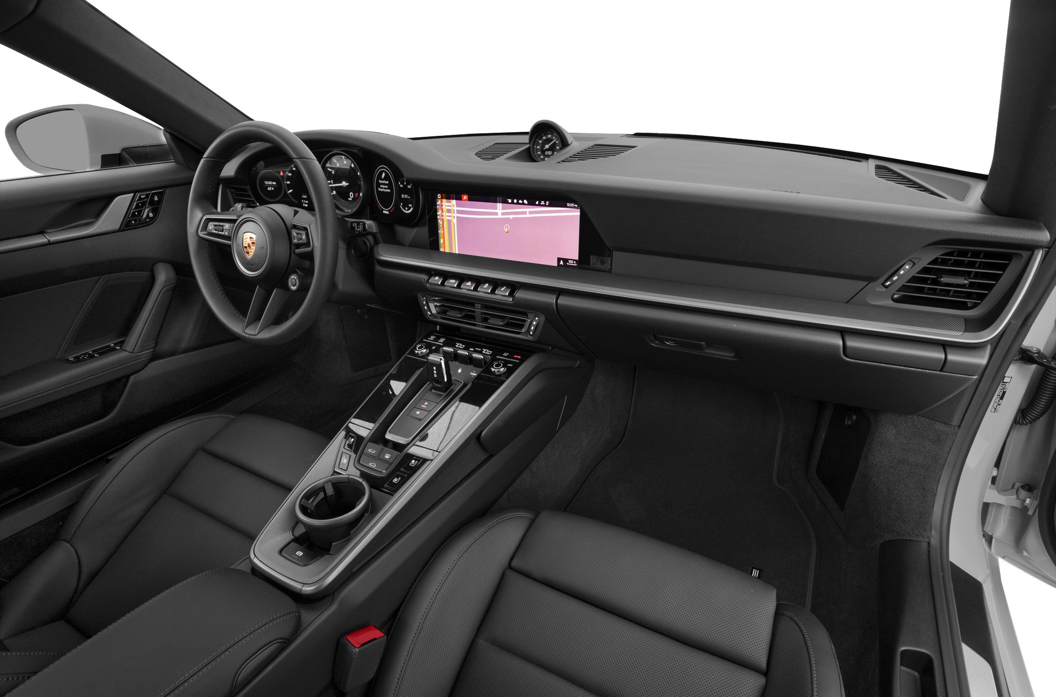Digital dashboard and advanced central console with sport steering wheel and leather seats