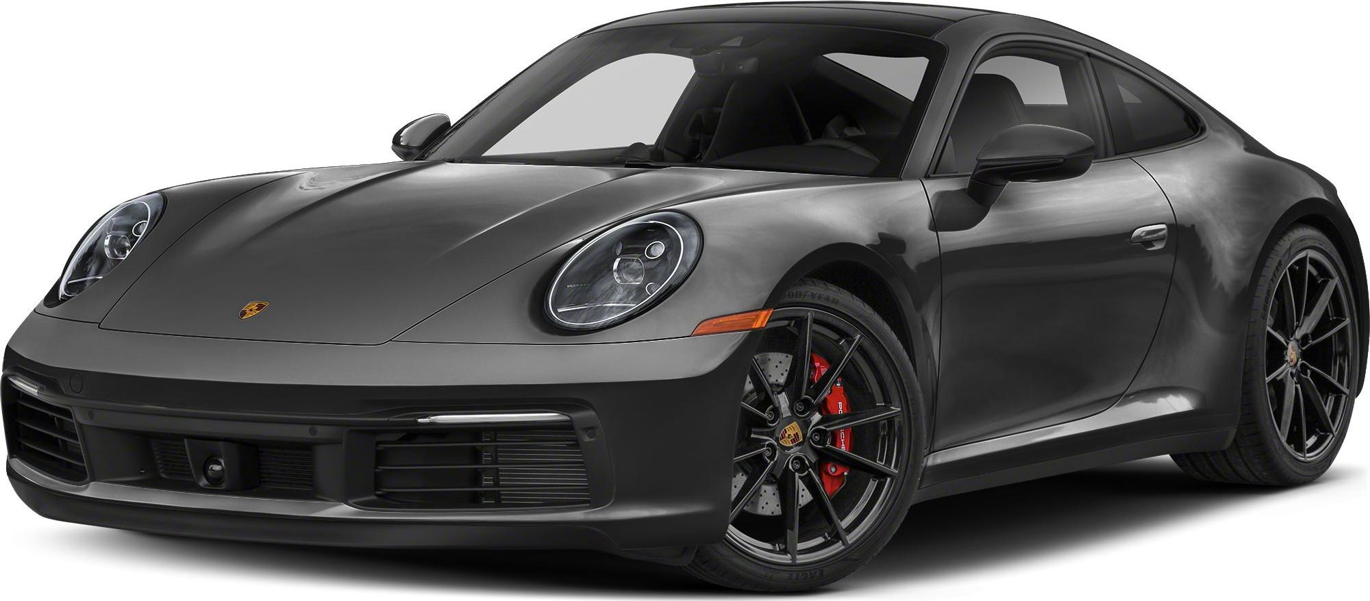 Front-side view with black multi-spoke wheels and red brake calipers