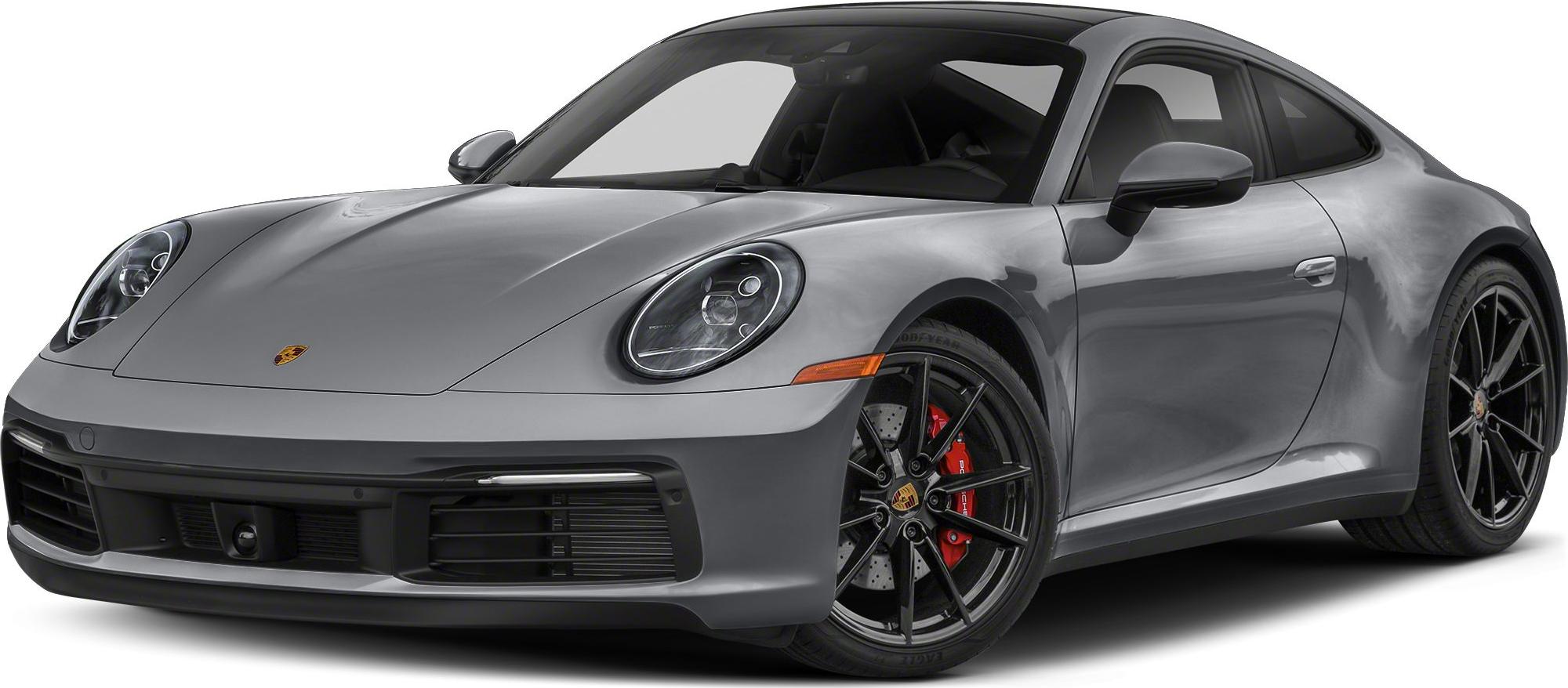 Front view with black alloy wheels and red brake calipers