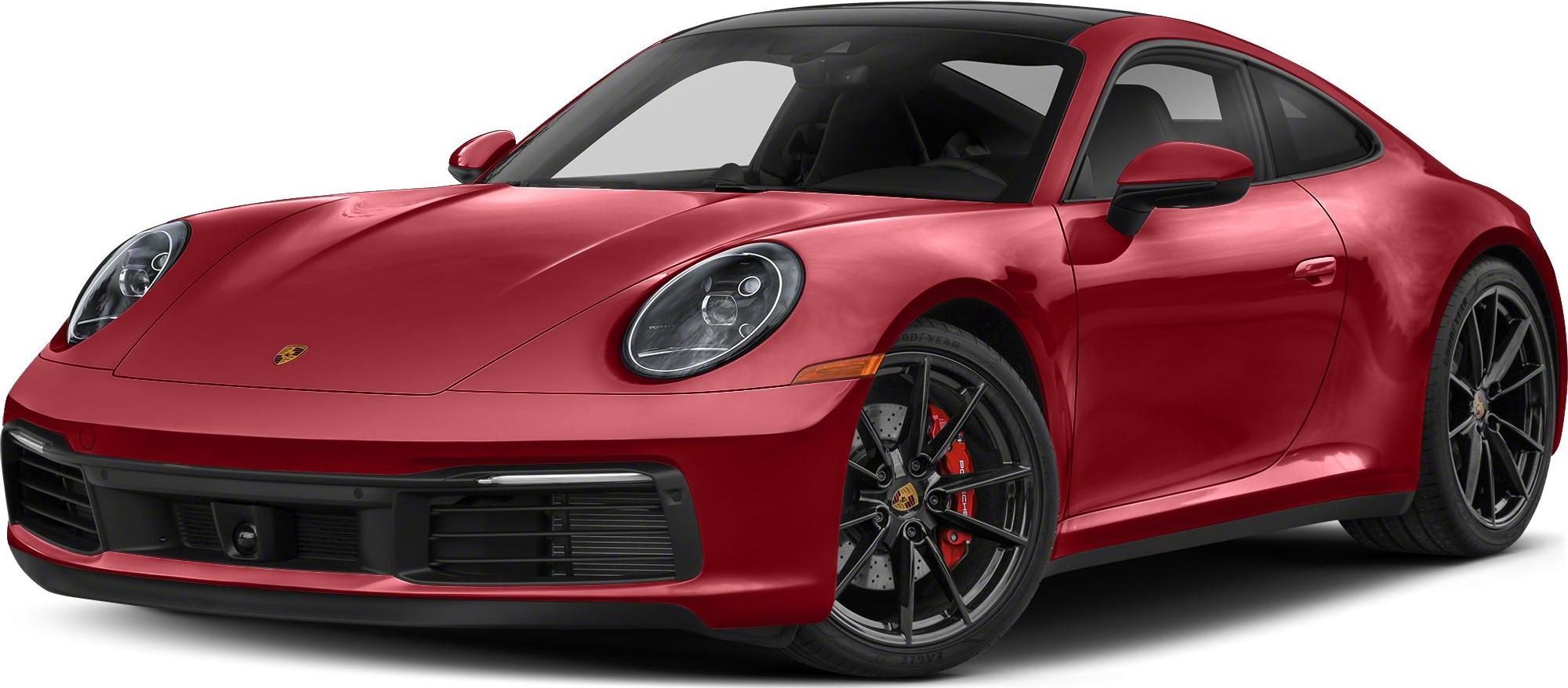 Red sports coupe with LED headlights and black multi-spoke wheels