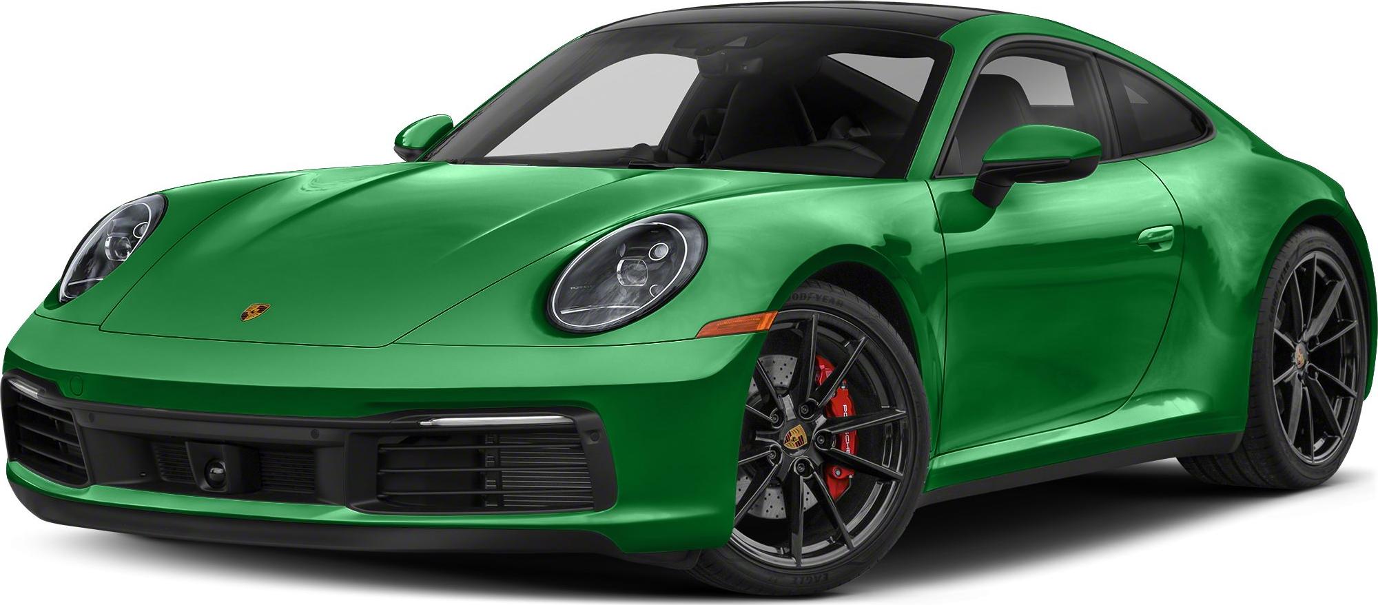 Green sports coupe with round headlights and black alloy wheels