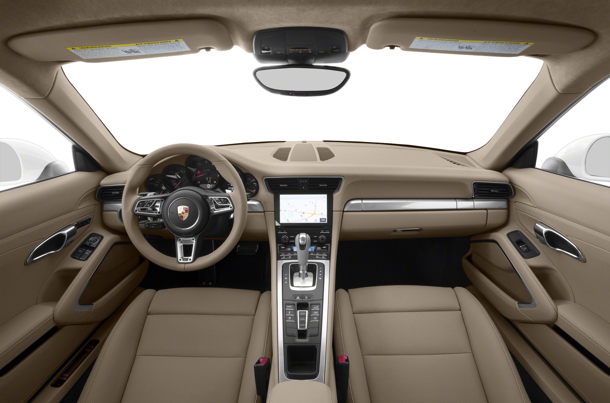Beige interior with detailed dashboard and steering wheel