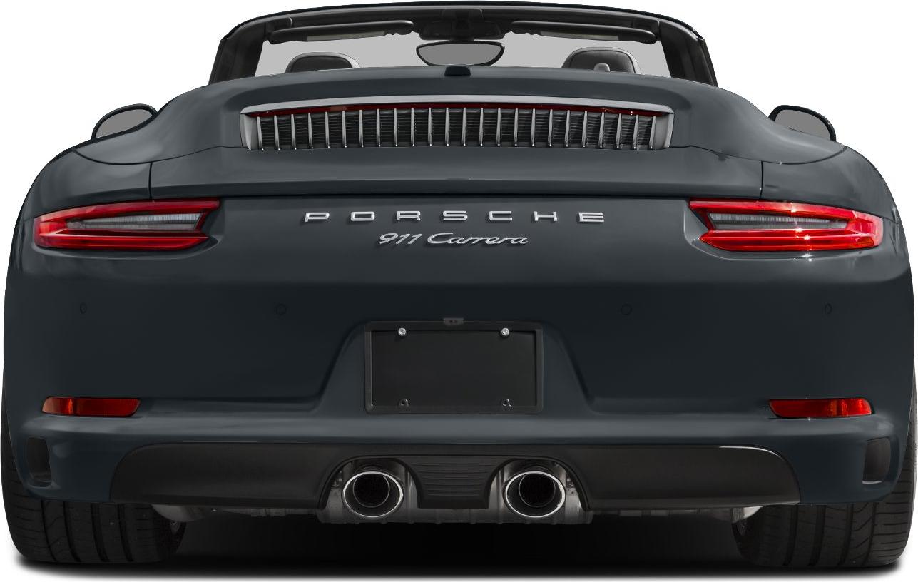 Dual exhaust and sleek taillights on a sporty convertible rear view