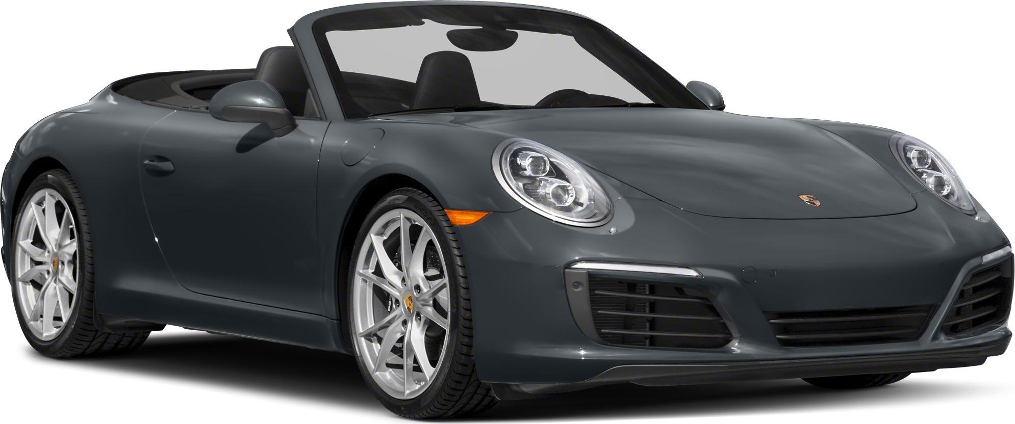 Front view of a sleek convertible with prominent alloy wheels and aerodynamic design