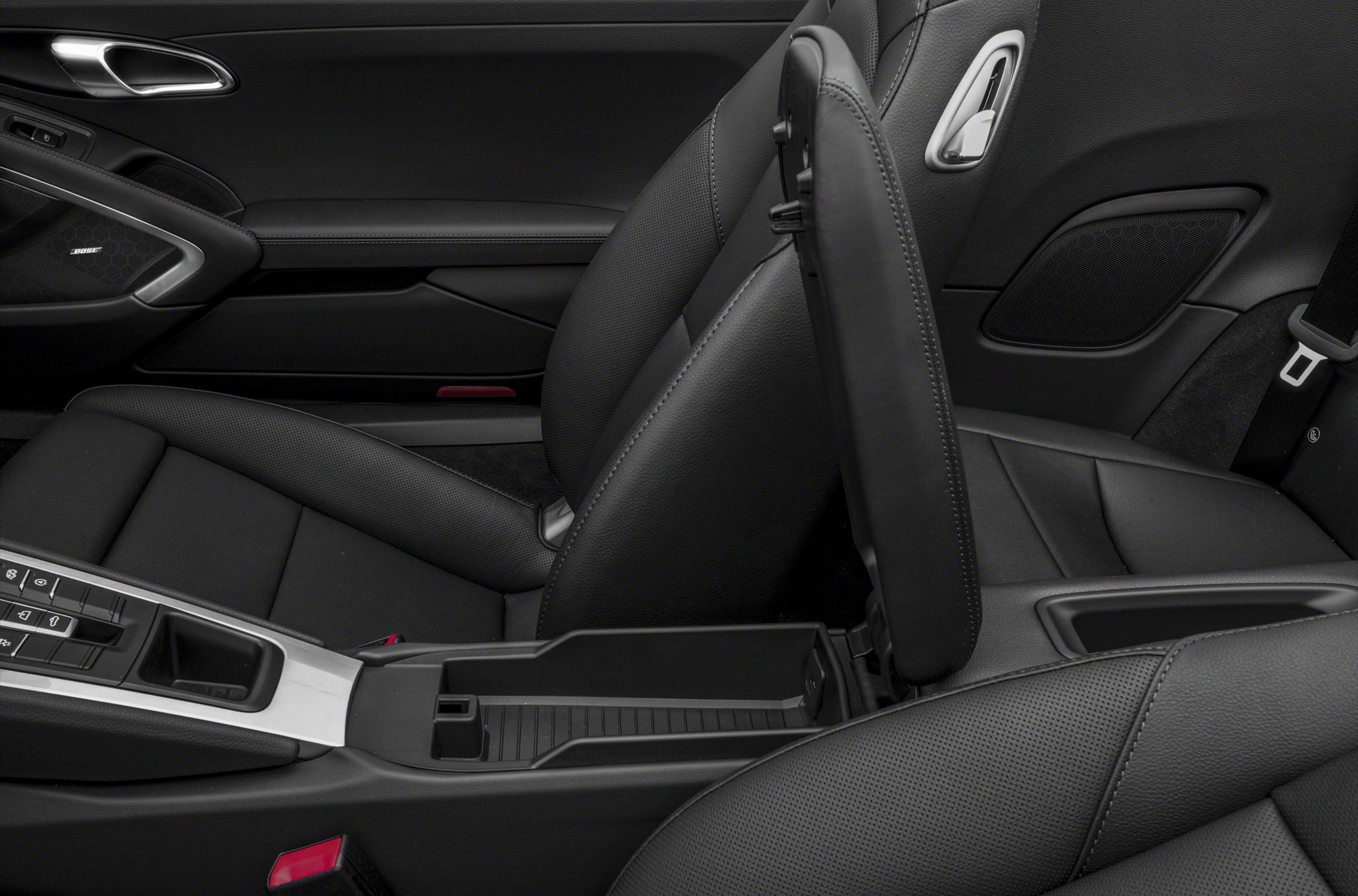 Black leather seats and center console with door panel speaker
