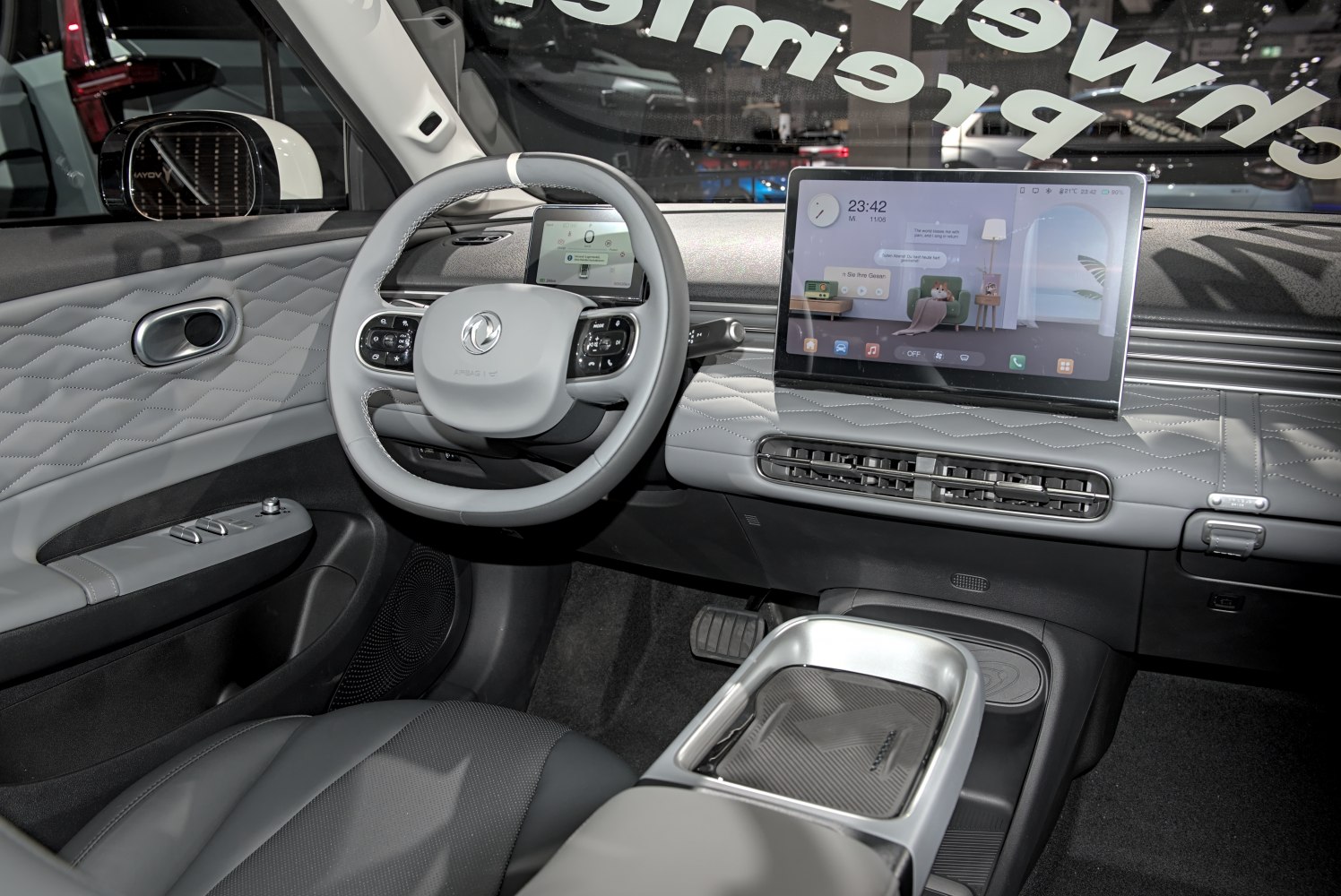 Digital dashboard and large touchscreen infotainment system inside car