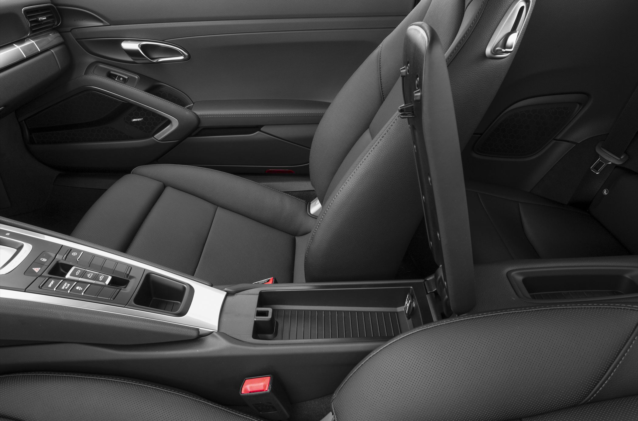 Premium leather seats and detailed center console with controls.