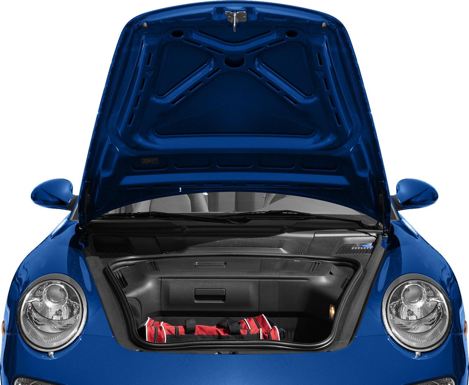 Front trunk with compact storage space and red bag inside