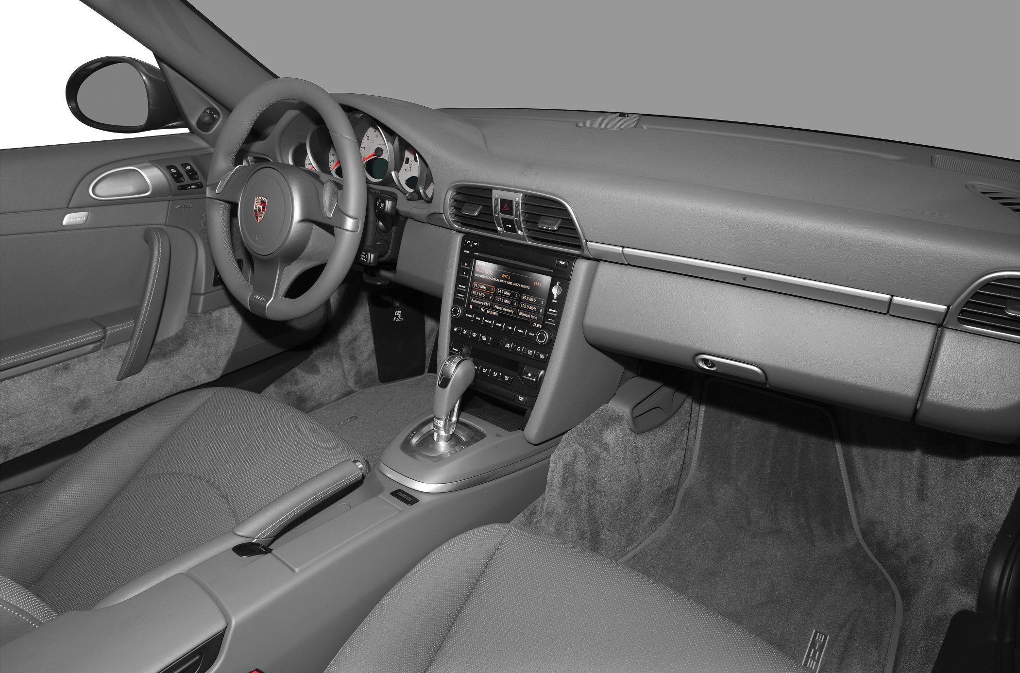 Dashboard and interior of a modern luxury convertible sports car