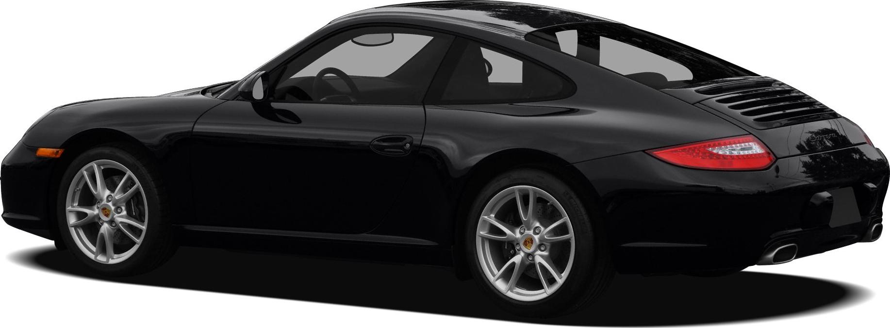 Rear and side profile of a sleek black sports coupe