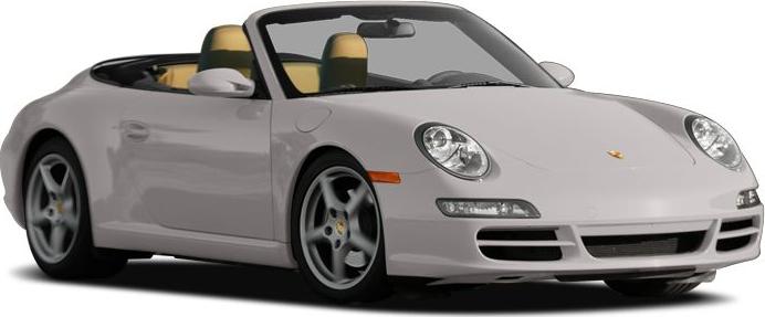 Front angled view of a convertible car with beige interior and alloy wheels
