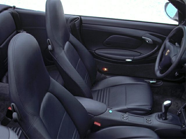 Black leather seats and center console with manual gear shifter