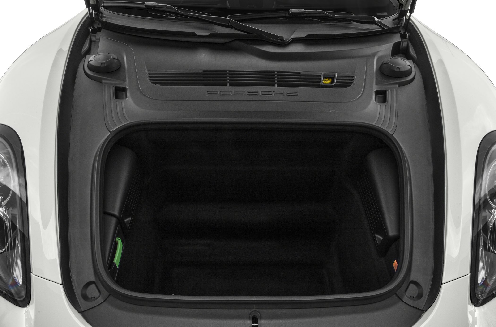 Front trunk compartment with spacious storage in a Porsche Cayman