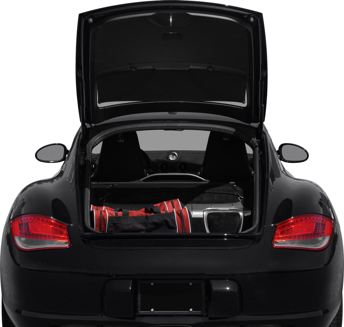 Open rear trunk with luggage and visible interior through rear window