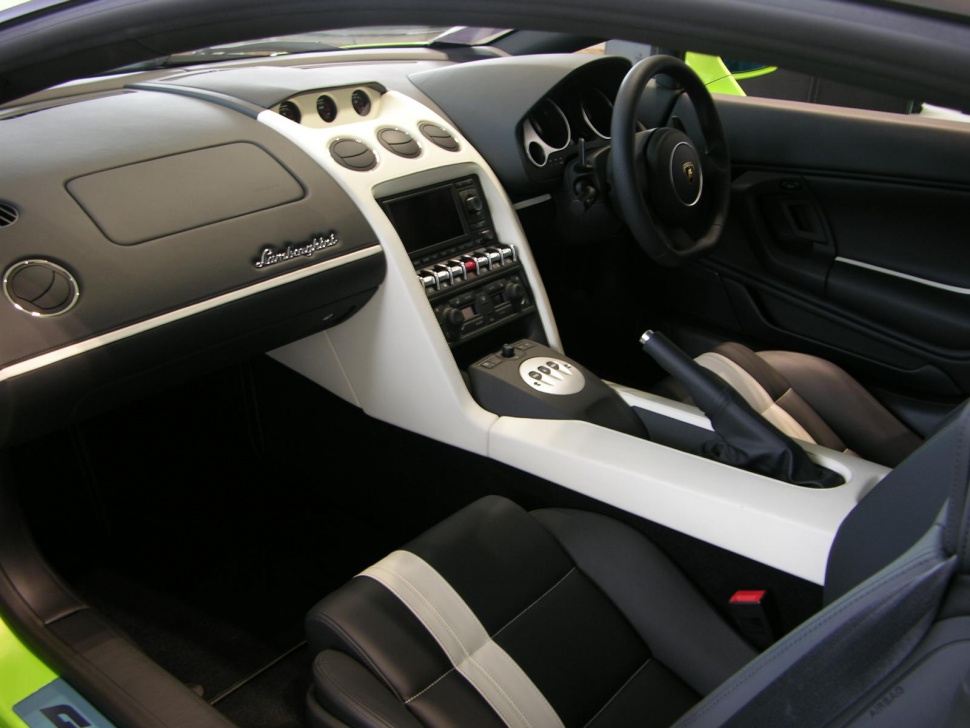 Detailed sports car interior with dashboard and seats