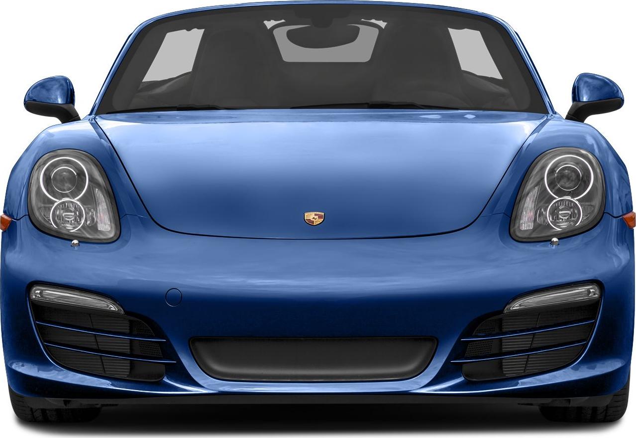 Blue sports car front with distinctive headlights and aerodynamic design