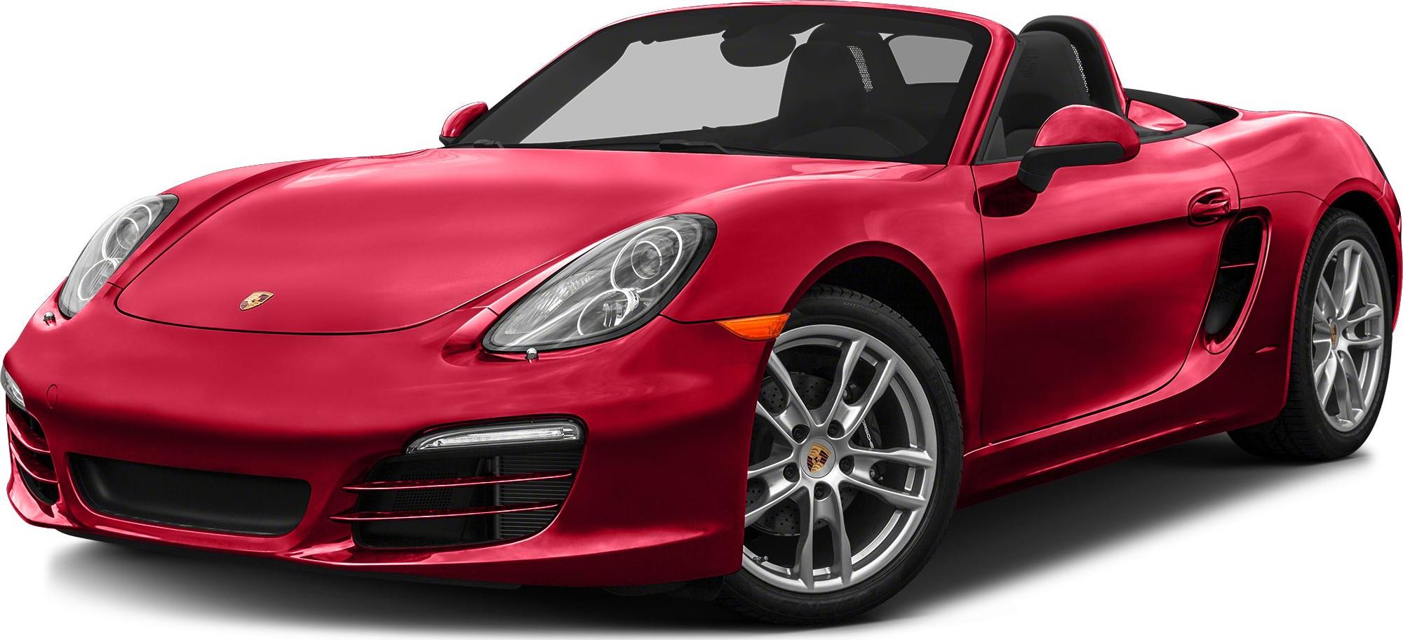 Red convertible with distinctive headlights and alloy wheels front view