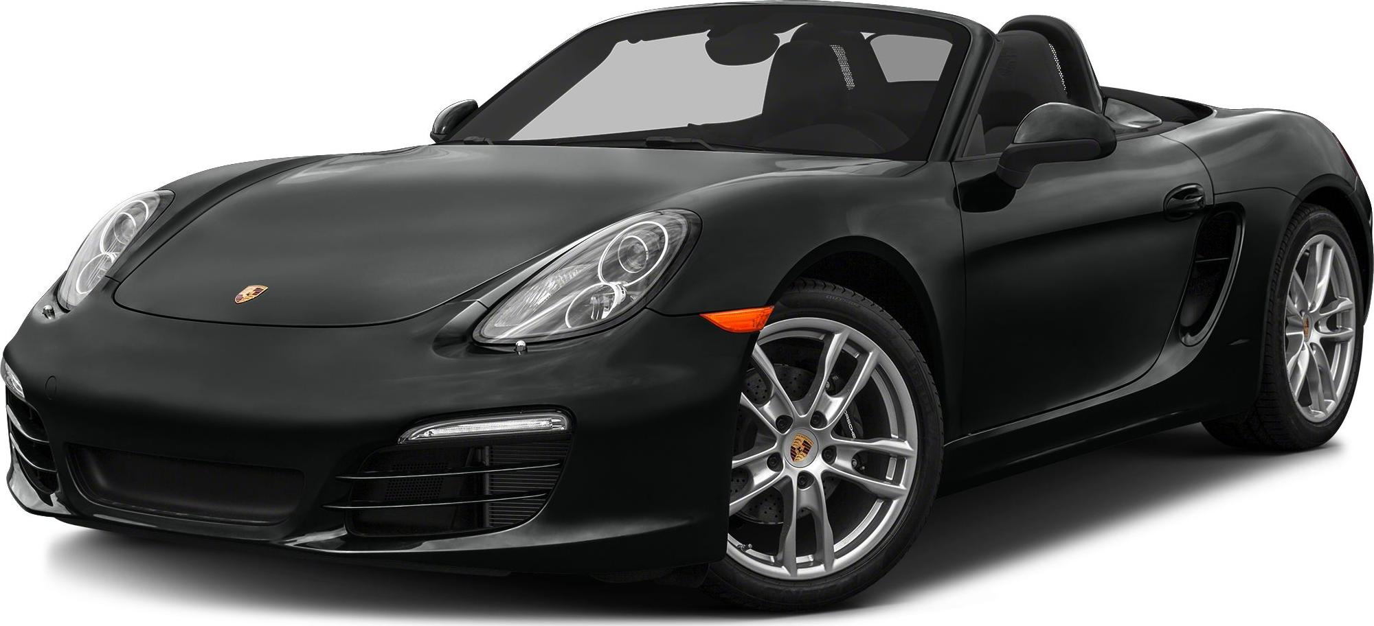 Black Porsche convertible front view with alloy wheels