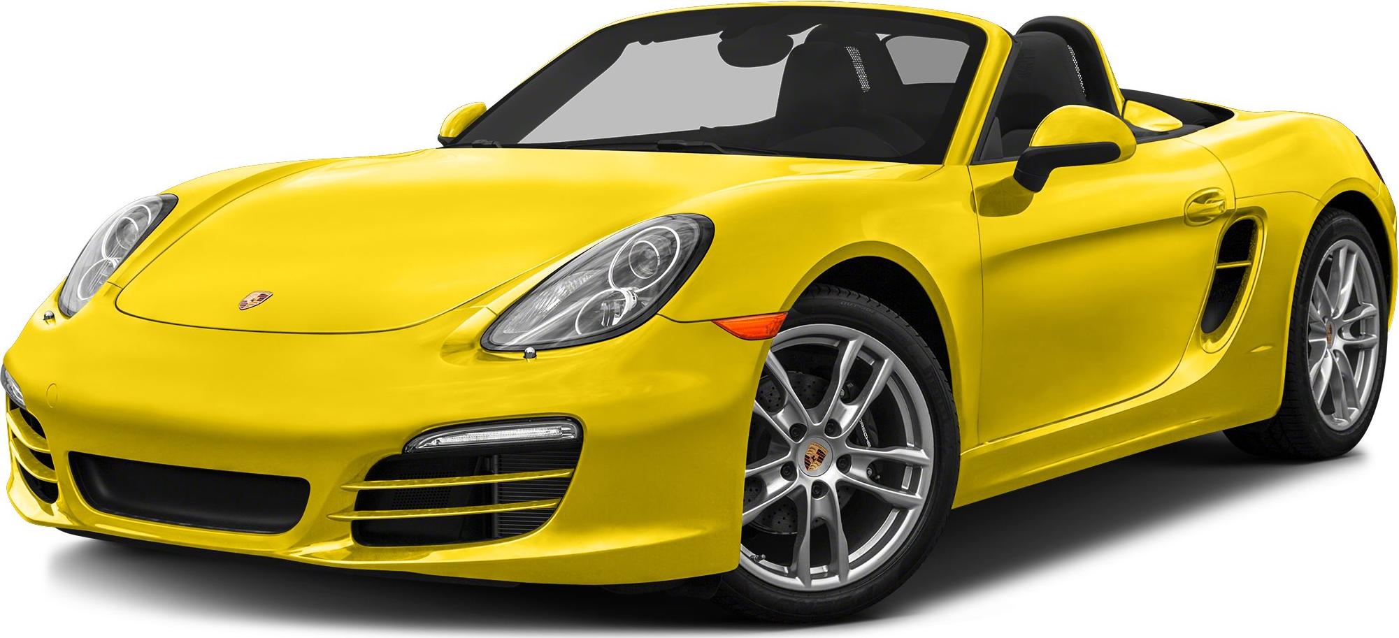 Yellow convertible sports car front view with alloy wheels and side air intake vents
