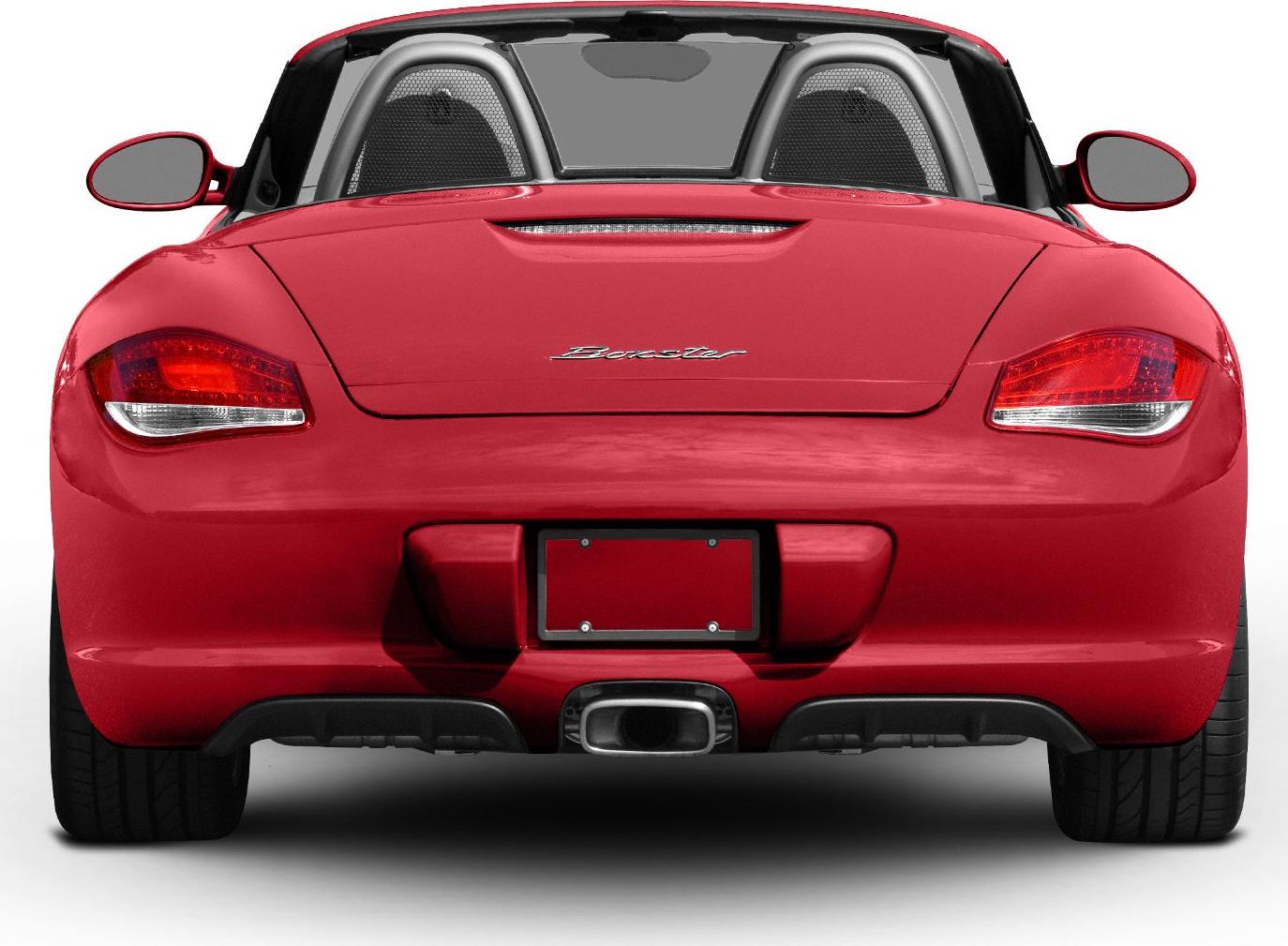 Rear view of a convertible sports car with central exhaust and distinctive tail lights