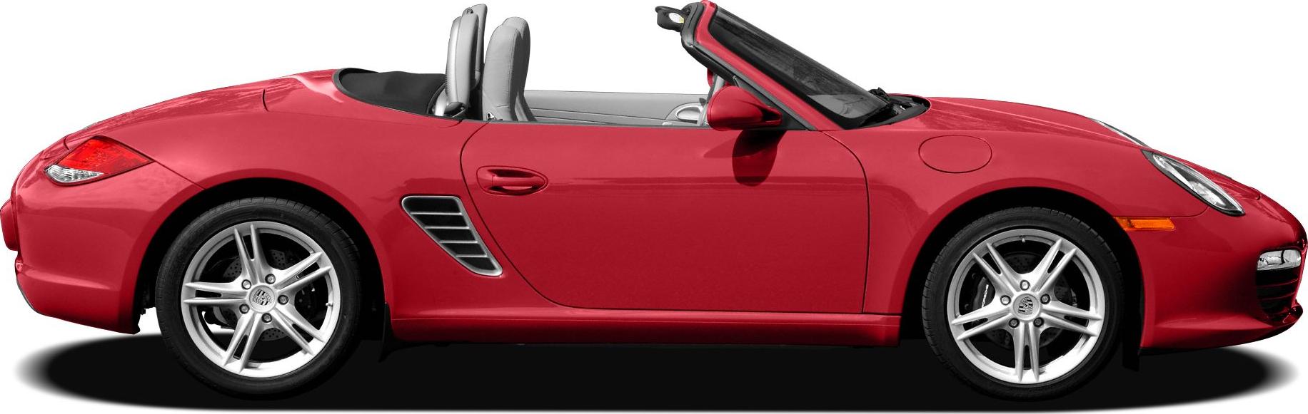 Red convertible with sleek side profile and silver alloy wheels