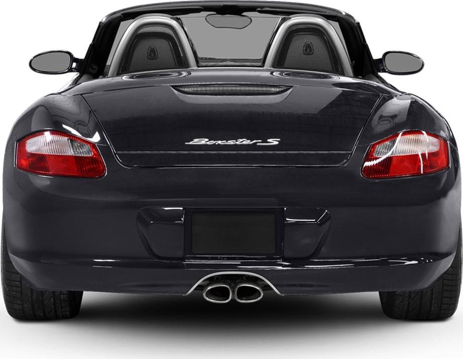 Rear view of convertible with taillights and dual exhaust