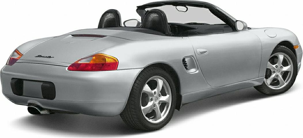 Rear side view of silver convertible with alloy wheels and sporty design