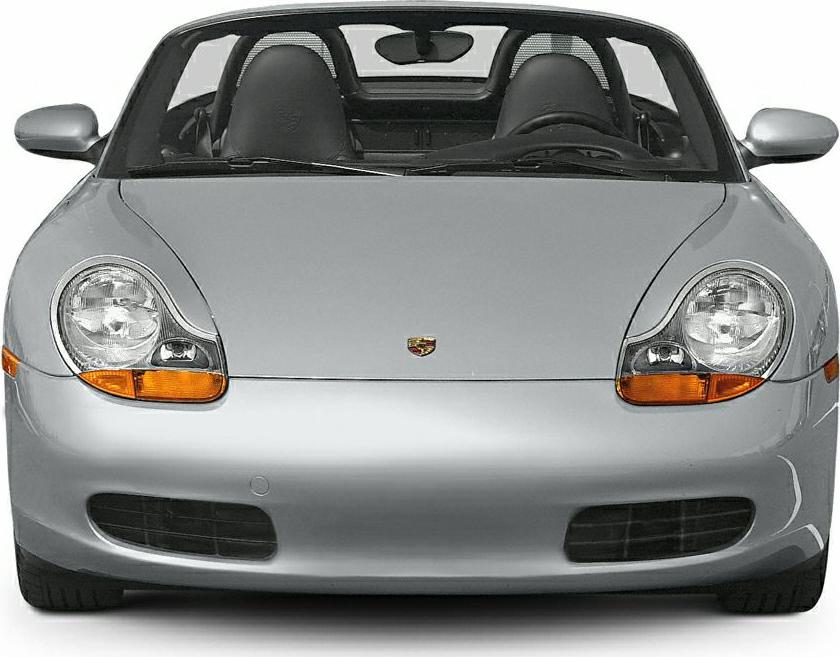 Front view of a convertible with distinctive headlights and sporty grille.