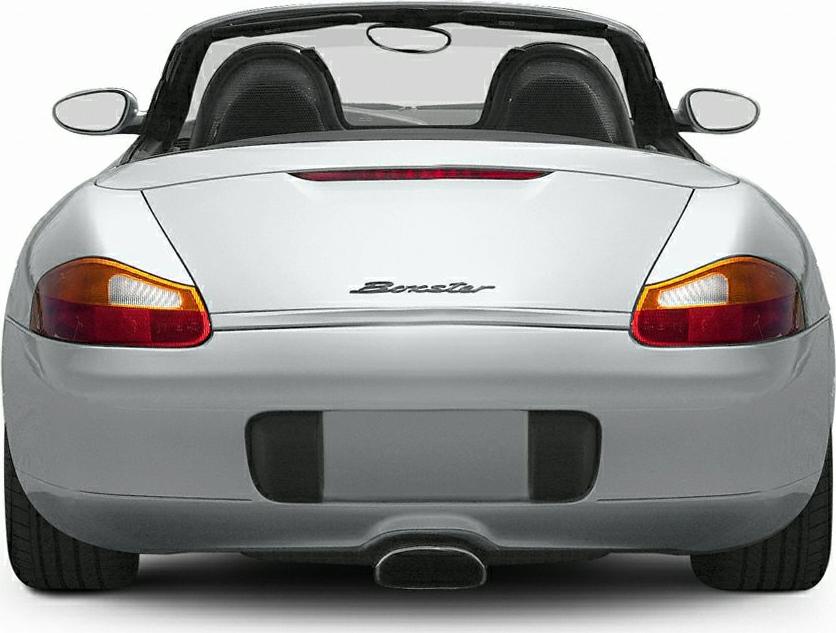 Rear view with distinct taillights and central exhaust of a sporty roadster