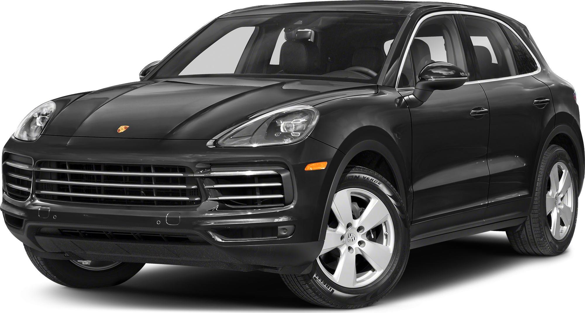 Front view of black SUV with sleek LED headlights and a prominent grille