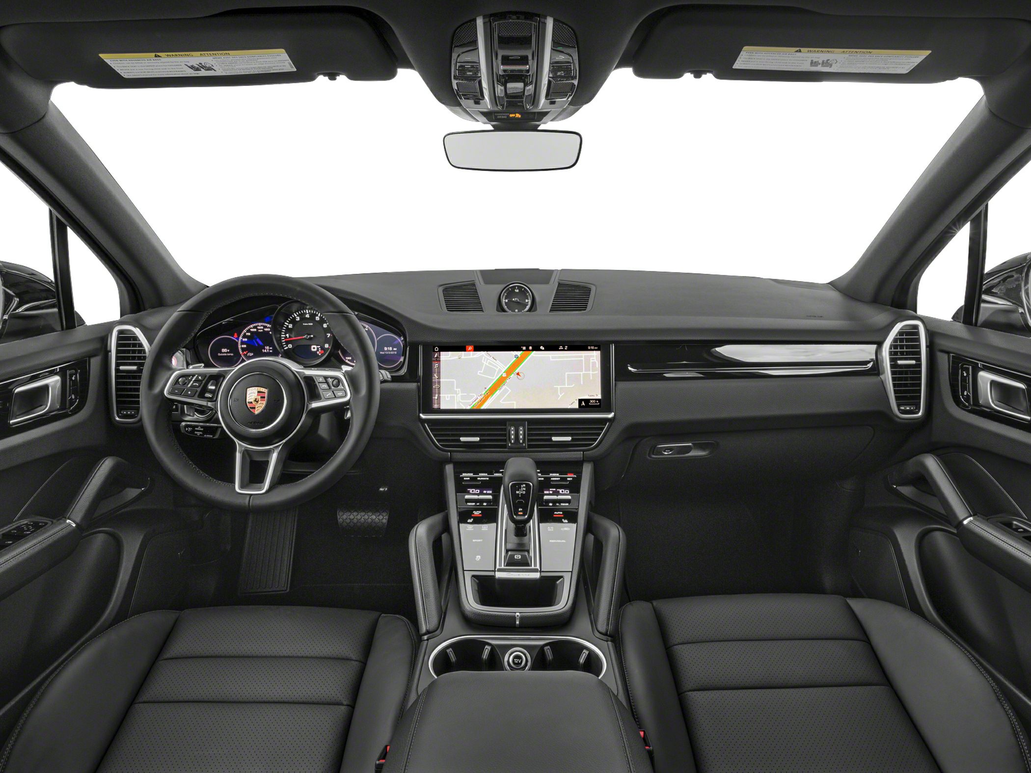 Luxury SUV interior with digital dashboard and central navigation display