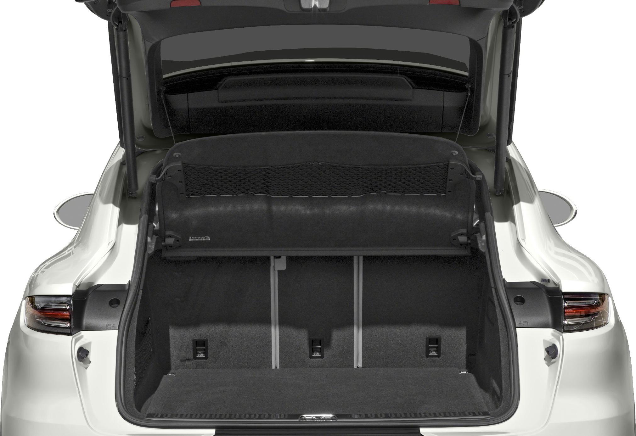 Large spacious cargo area with net separator and rear storage details