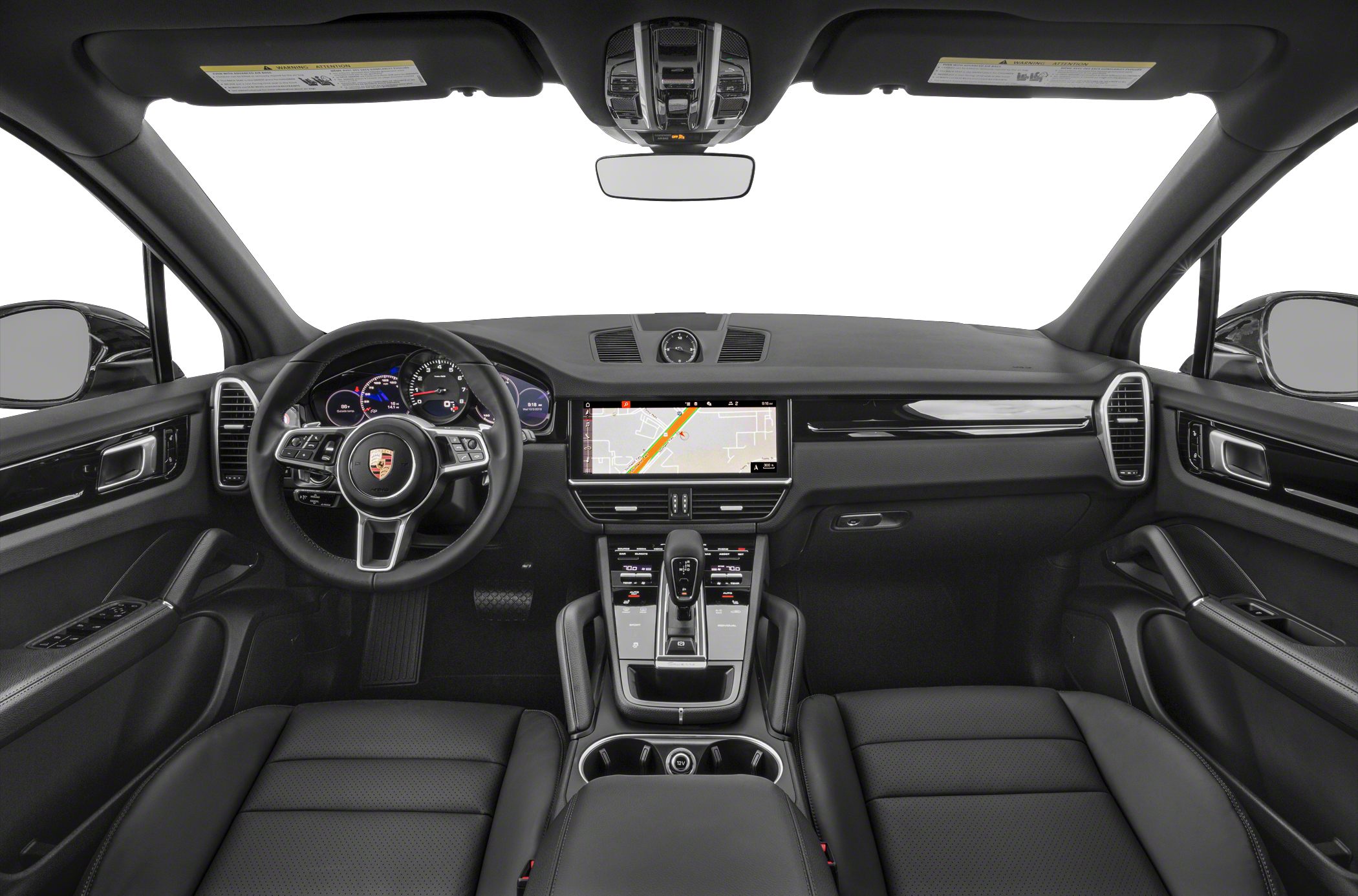 Luxury SUV interior with digital dashboard and central touchscreen