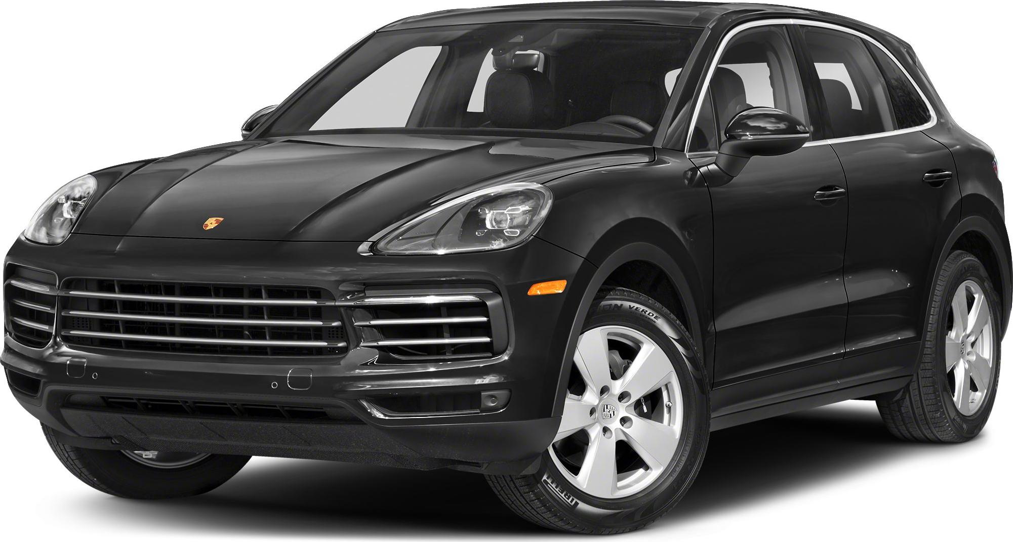 Front 3/4 side view of black luxury SUV with grille and headlights