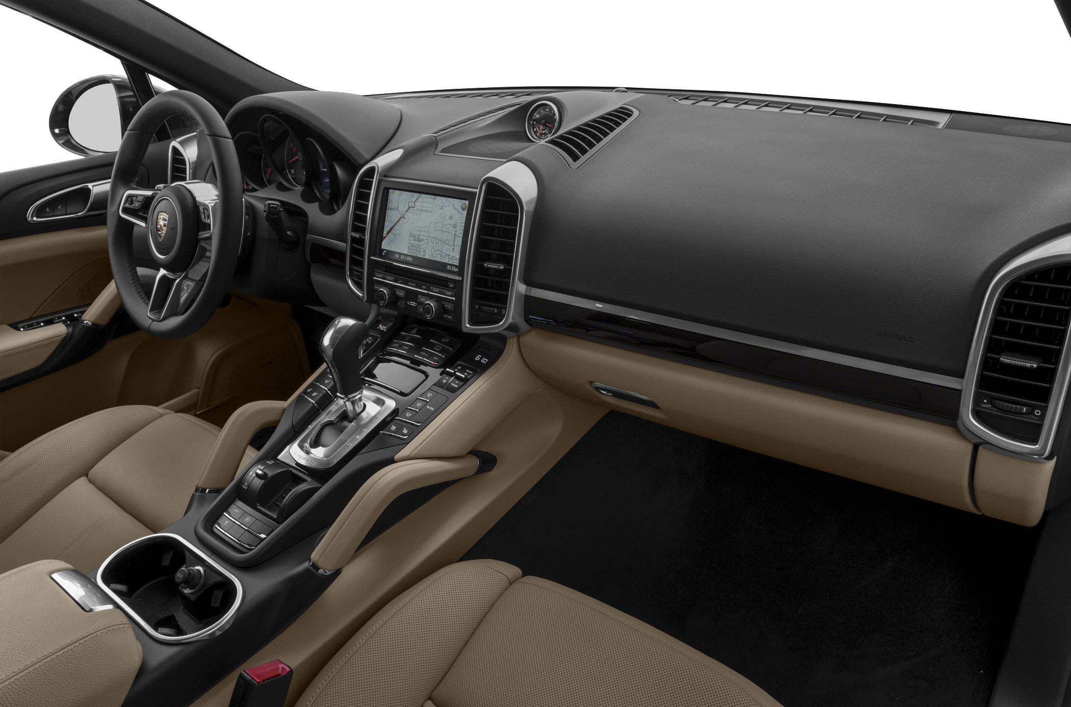 Luxury interior with advanced dashboard and gear shift console