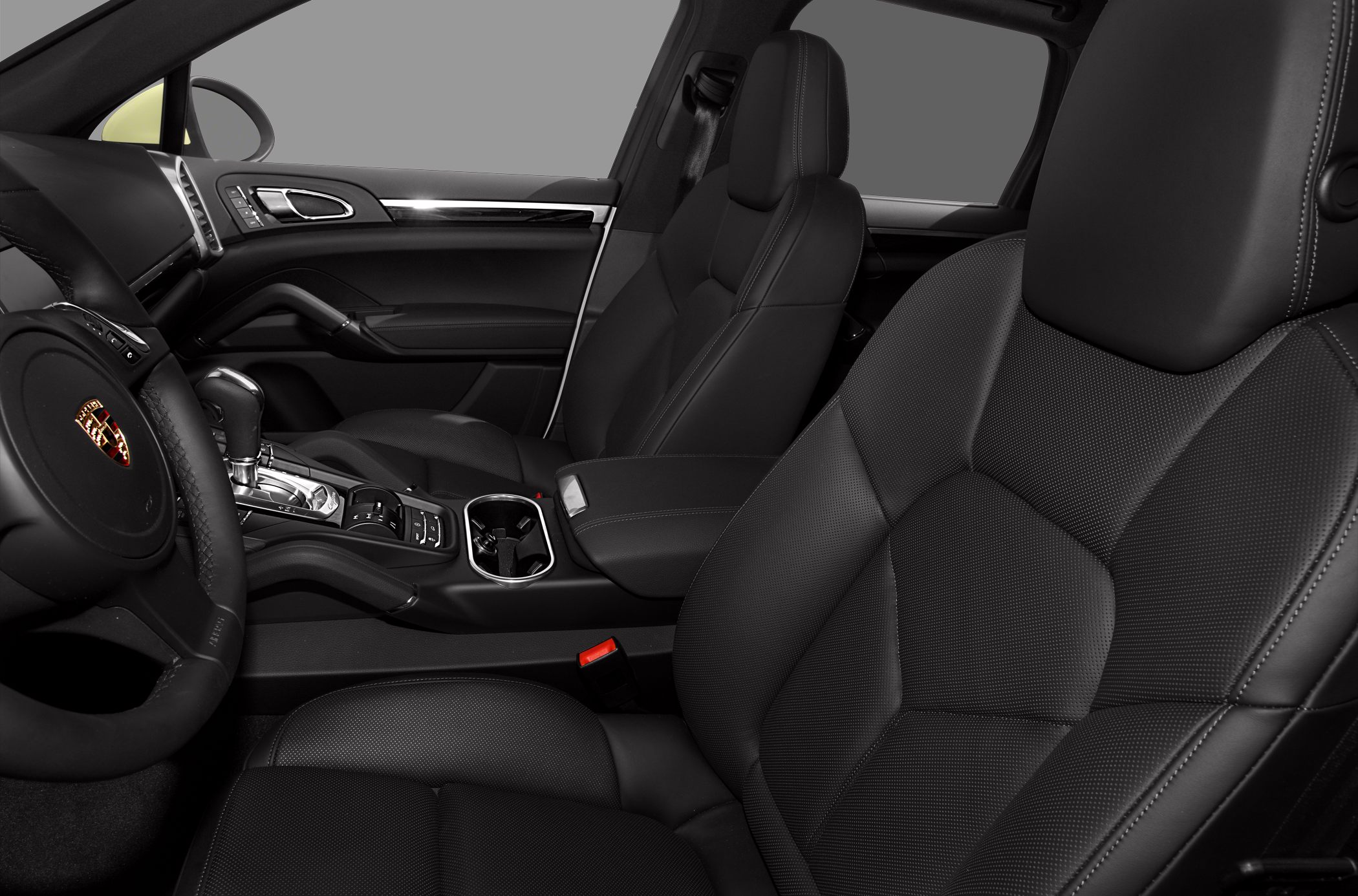 Luxury black leather seats and advanced central console interior
