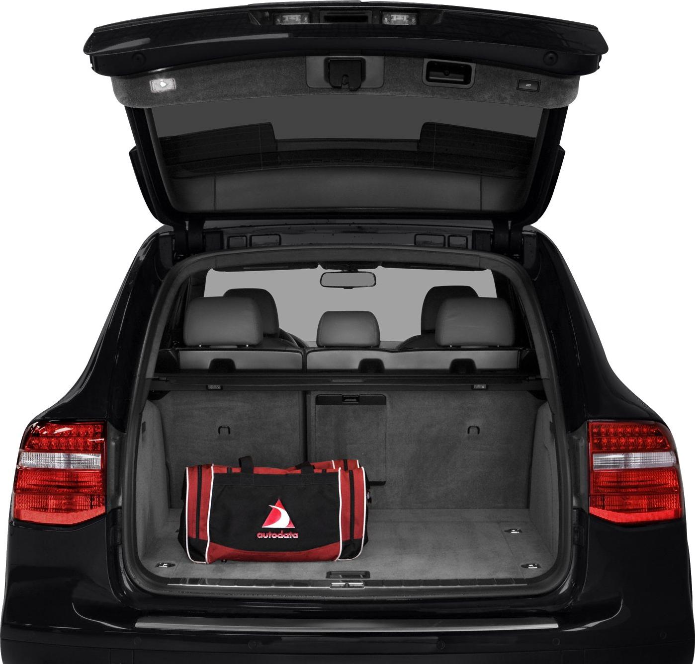 Open rear cargo area with rear seats and luggage compartment