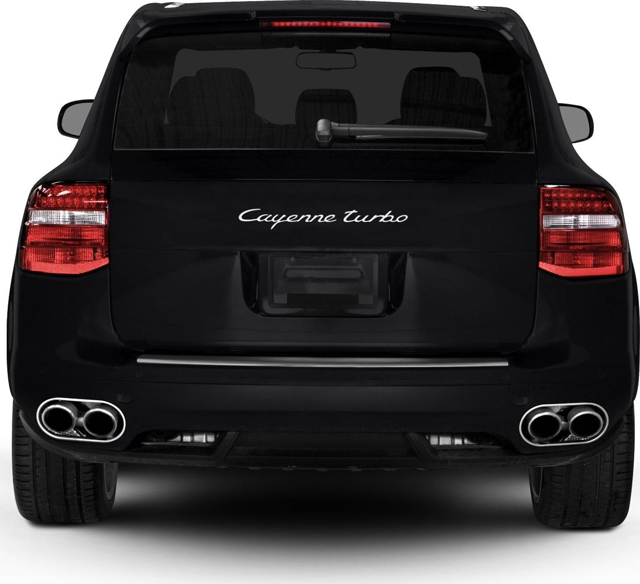 Rear view of SUV with quad exhaust and taillights